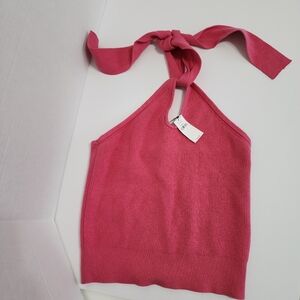 NWT Banana Republic Pink Ribbed Halter Knit Top Small